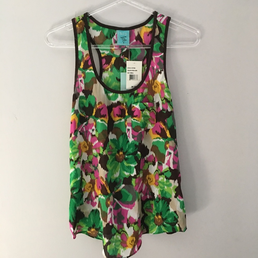 h.i.p. Floral semi sheer tank